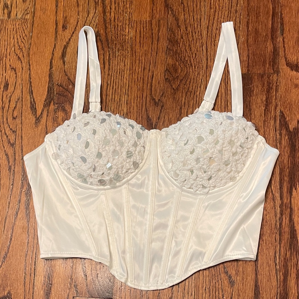 Hera Collection Ivory Sequin Embellished Corset Bra